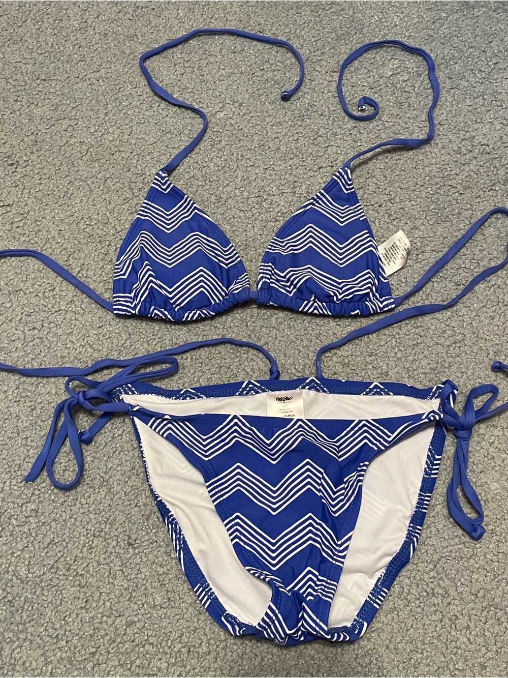 Old Navy Blue Chevron Tie-Side Triangle Bikini